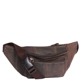 Real Leather Bum Bag Barcelona Oil Brown