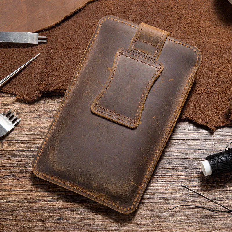 Retro Leather Handmade Phone Case Waist Bag