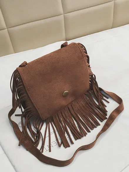 Sassy Suede Fringe Crossbody Bag