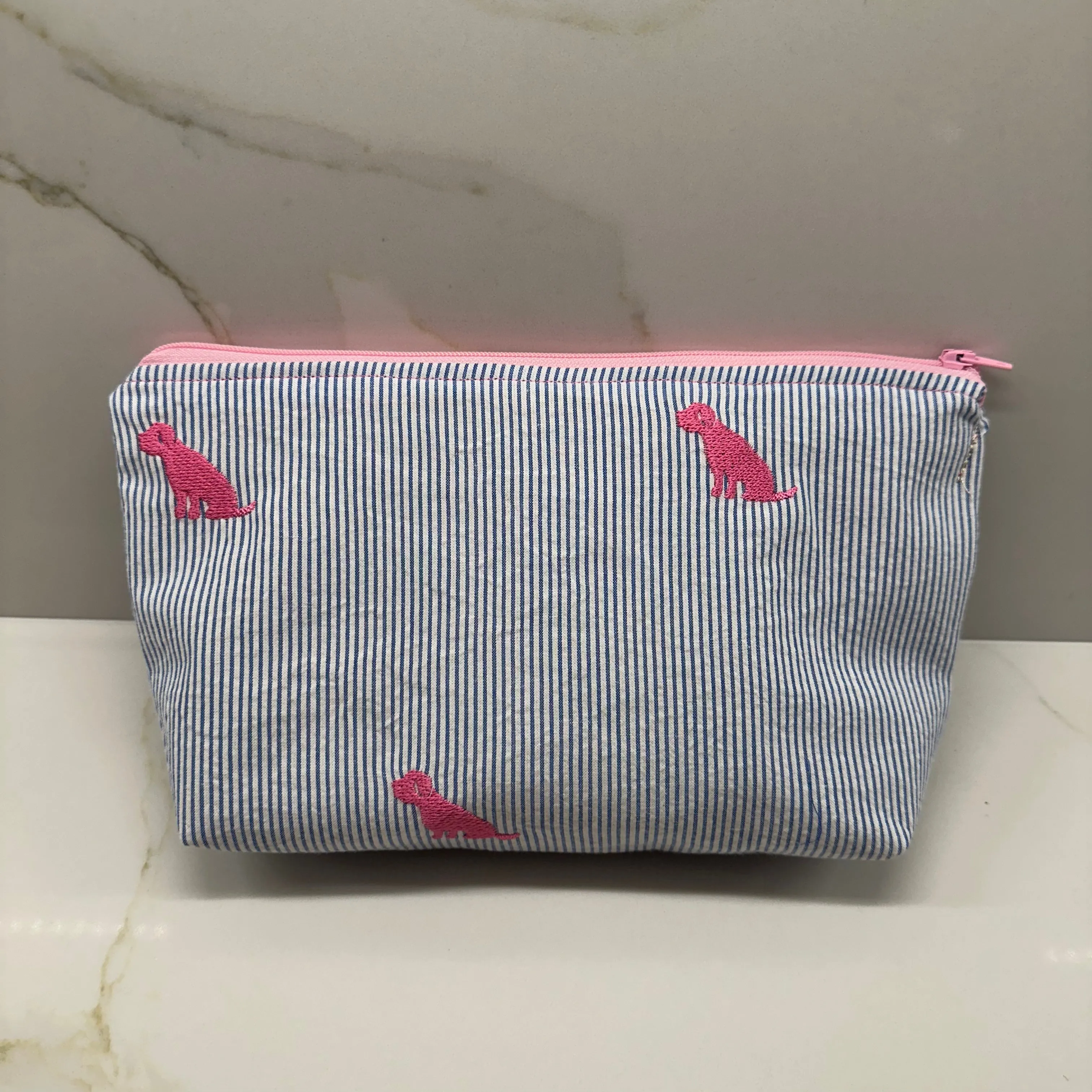 Seersucker Pups Small Zipper Bag