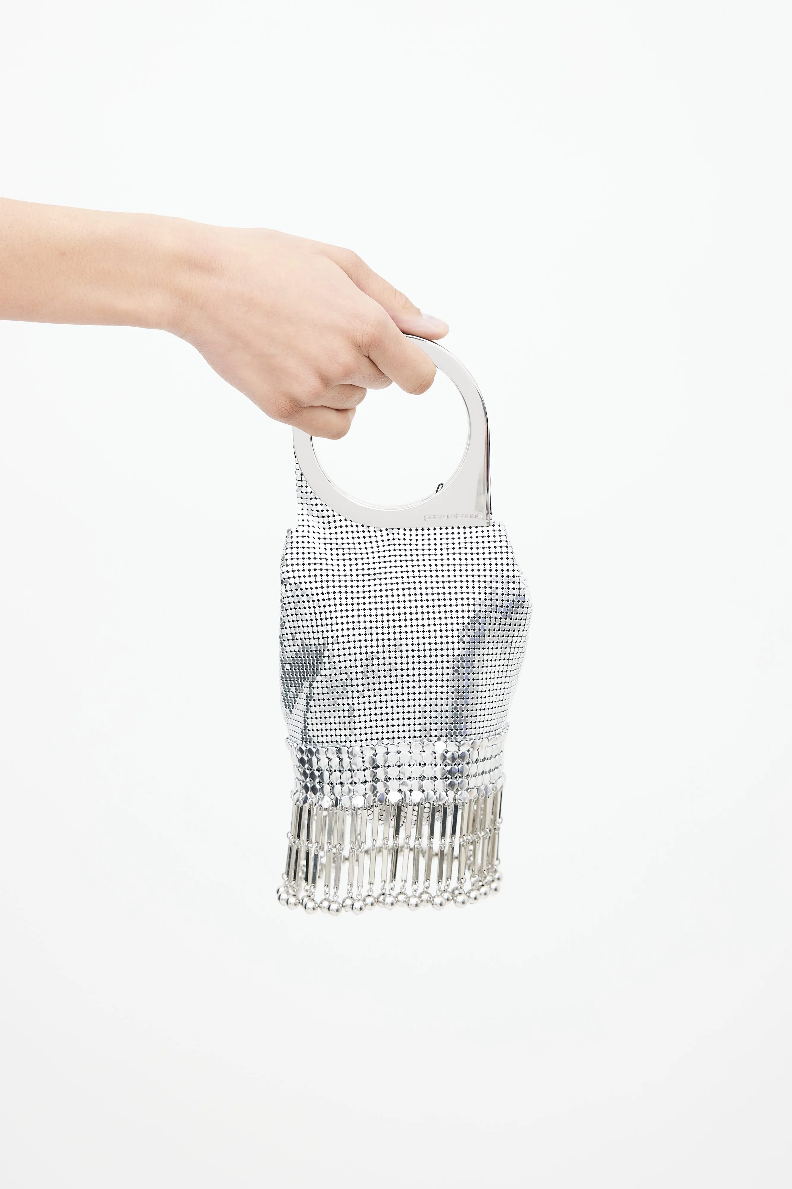 Silver Op'Art Chainmail Mesh Bag