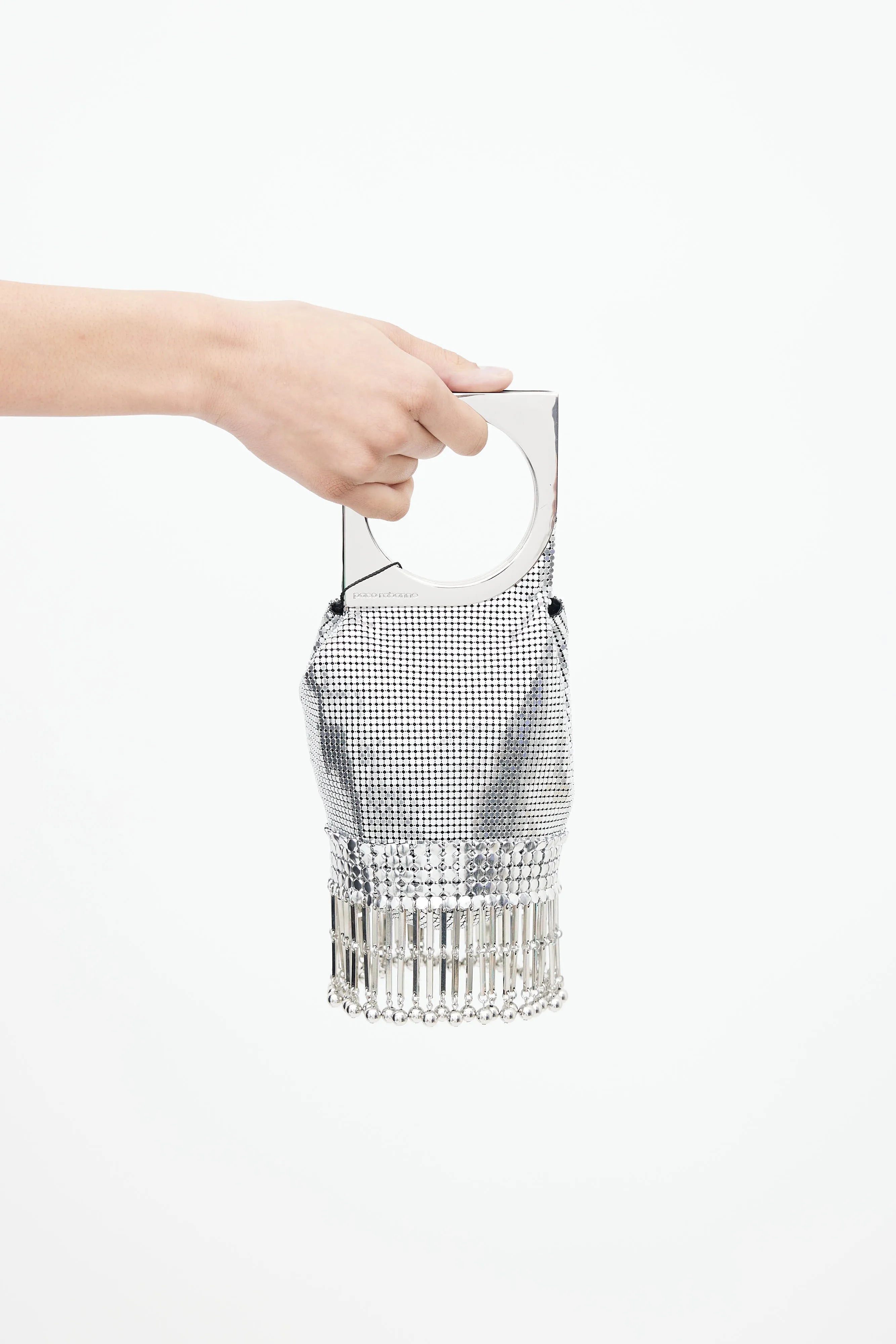 Silver Op'Art Chainmail Mesh Bag