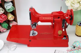 Singer Featherweight 221K, Red 'S', ES6519** - Fully Restored in Liberty Red