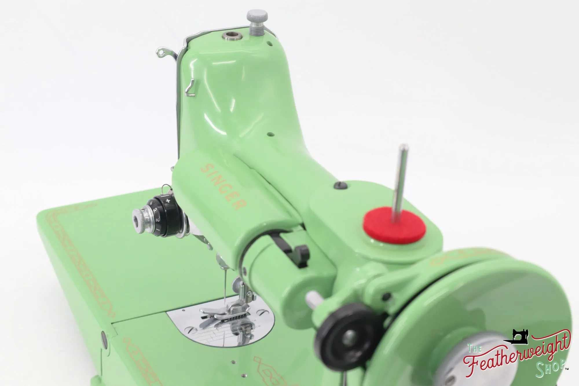 Singer Featherweight 221K, Red 'S', ES6522** - Fully Restored in Art Deco Green