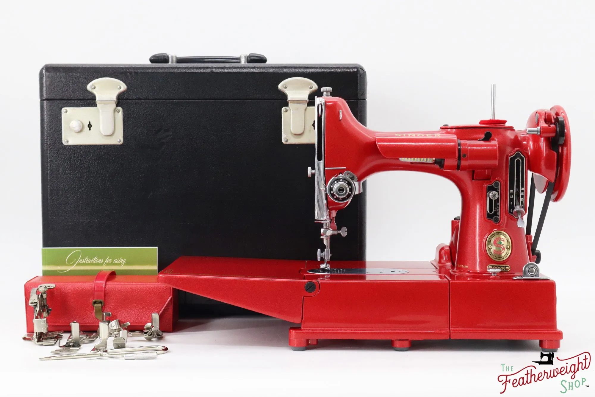 Singer Featherweight 222K Red 'S' - ES1660** - Fully Restored in Candy Apple Red