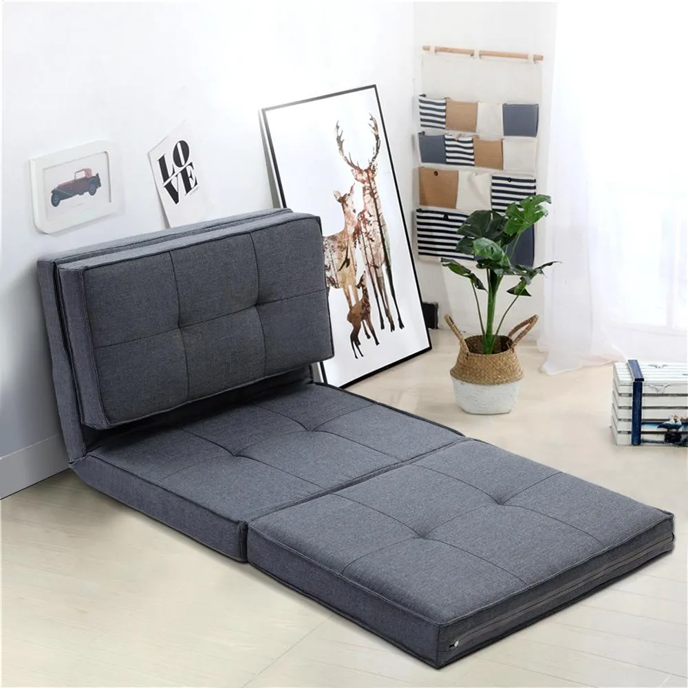 Single Size | Portable Folding Futon (Grey)