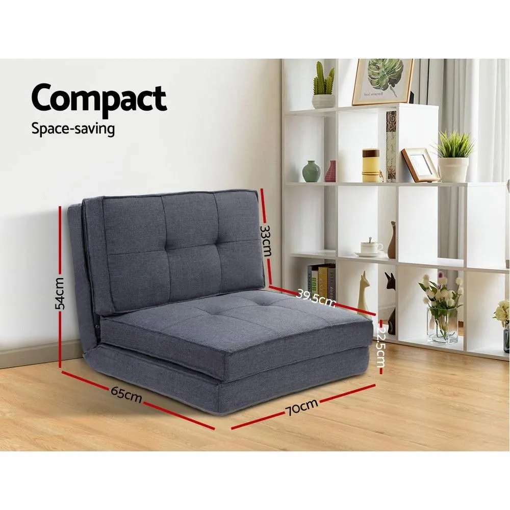 Single Size | Portable Folding Futon (Grey)