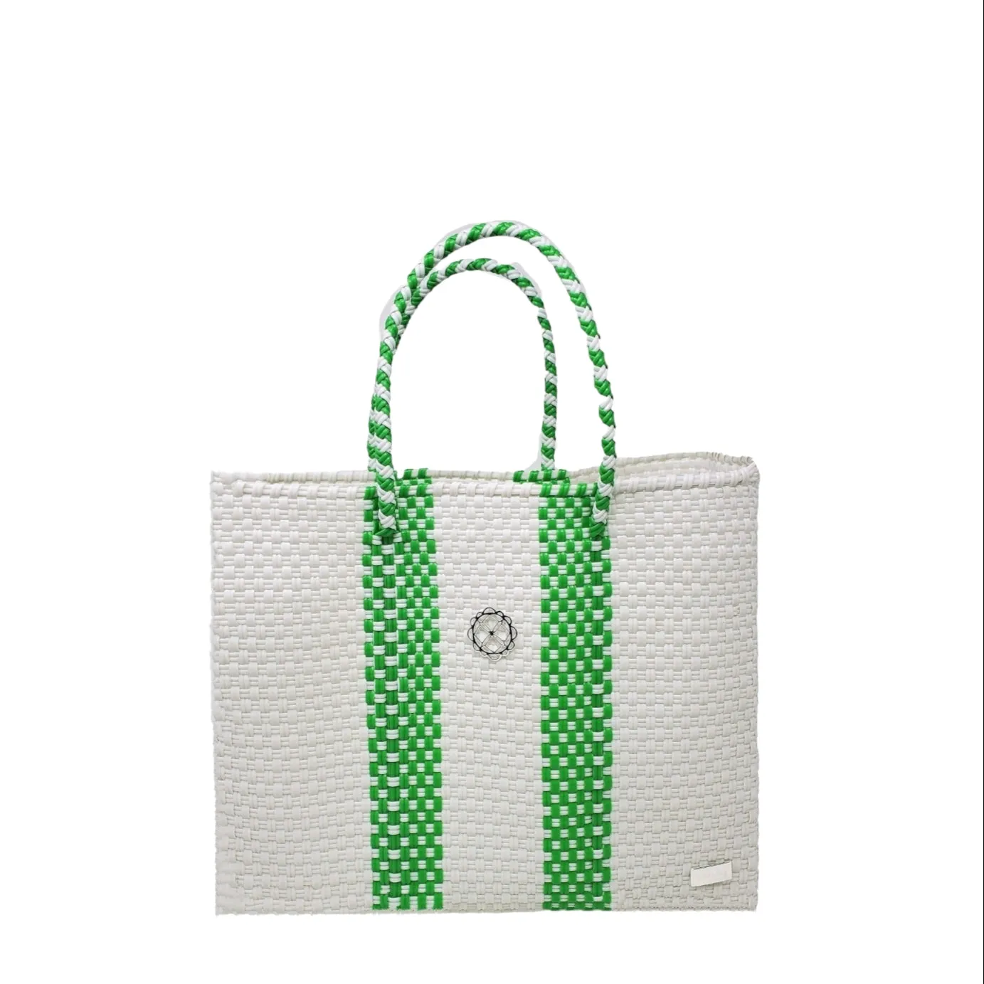 SMALL GREEN STRIPED TOTE BAG