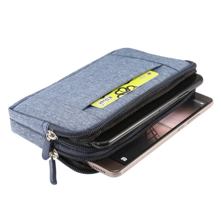 Sports Denim Universal Phone Bag Waist Bag for 6.4~6.5 inch Smartphones, Size: XL (Blue)