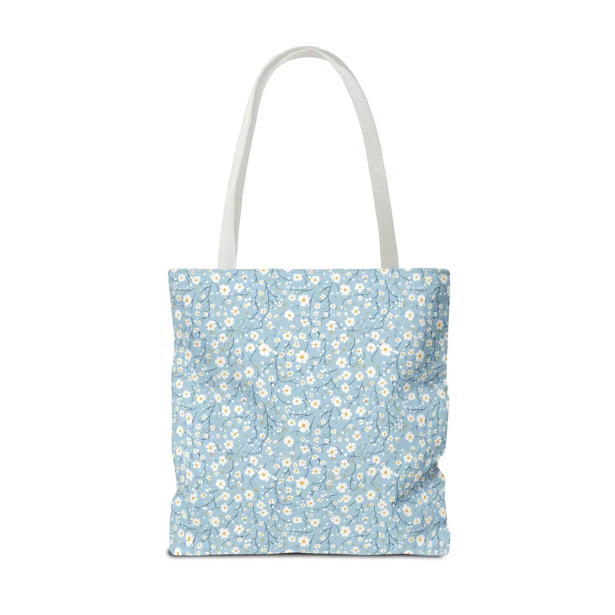 Spring Floral Tote Bag - Cute Blue Daisy Design for Everyday Use