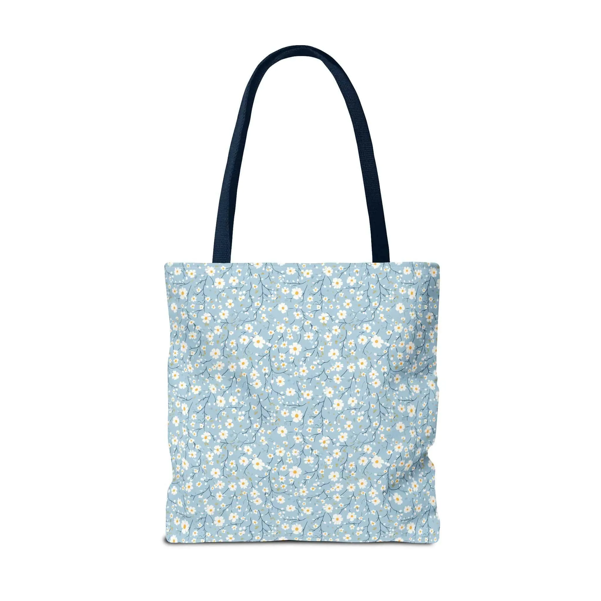 Spring Floral Tote Bag - Cute Blue Daisy Design for Everyday Use