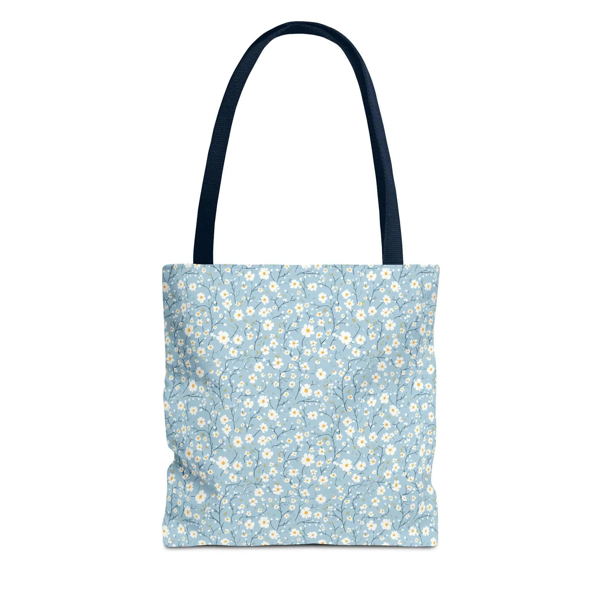 Spring Floral Tote Bag - Cute Blue Daisy Design for Everyday Use