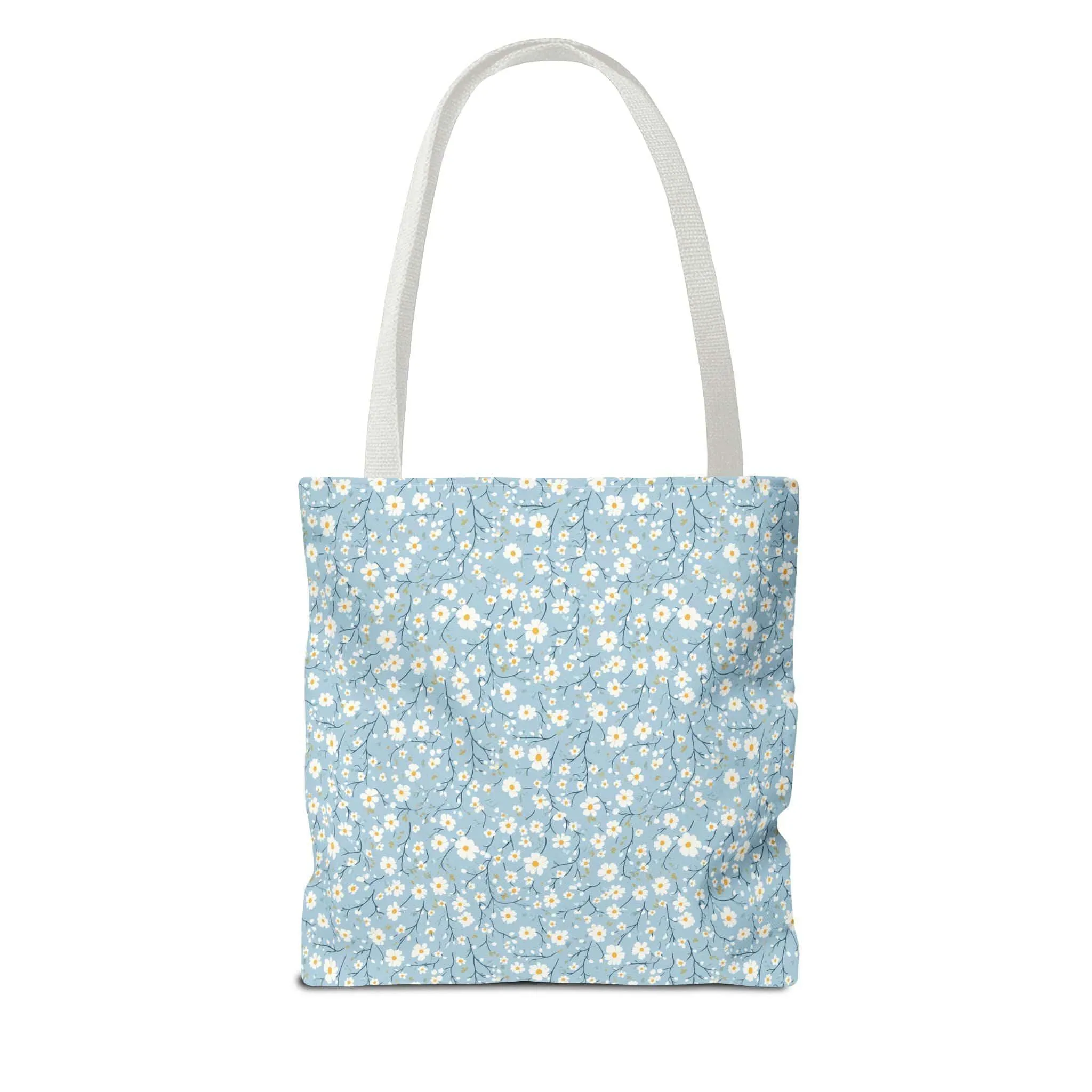 Spring Floral Tote Bag - Cute Blue Daisy Design for Everyday Use