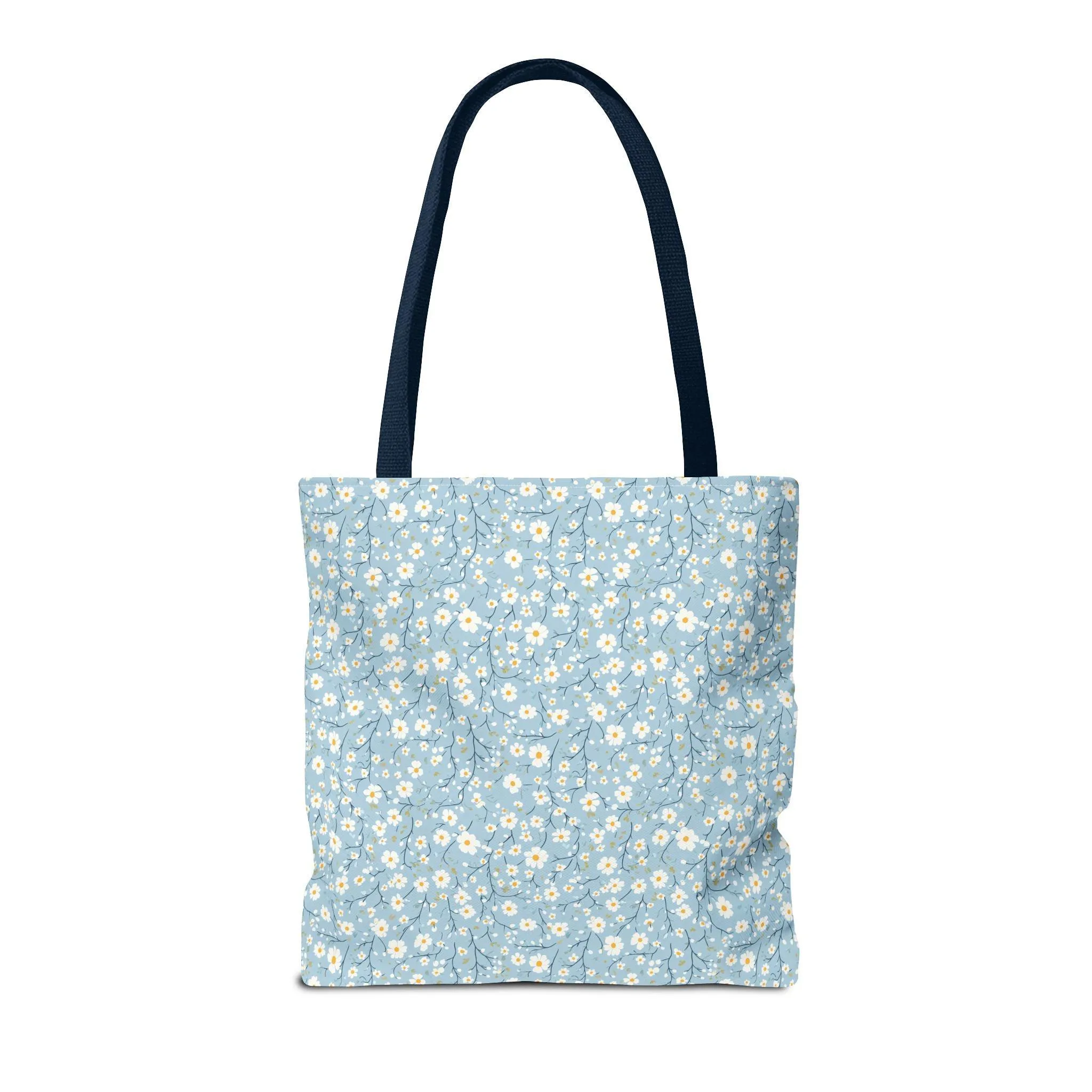 Spring Floral Tote Bag - Cute Blue Daisy Design for Everyday Use