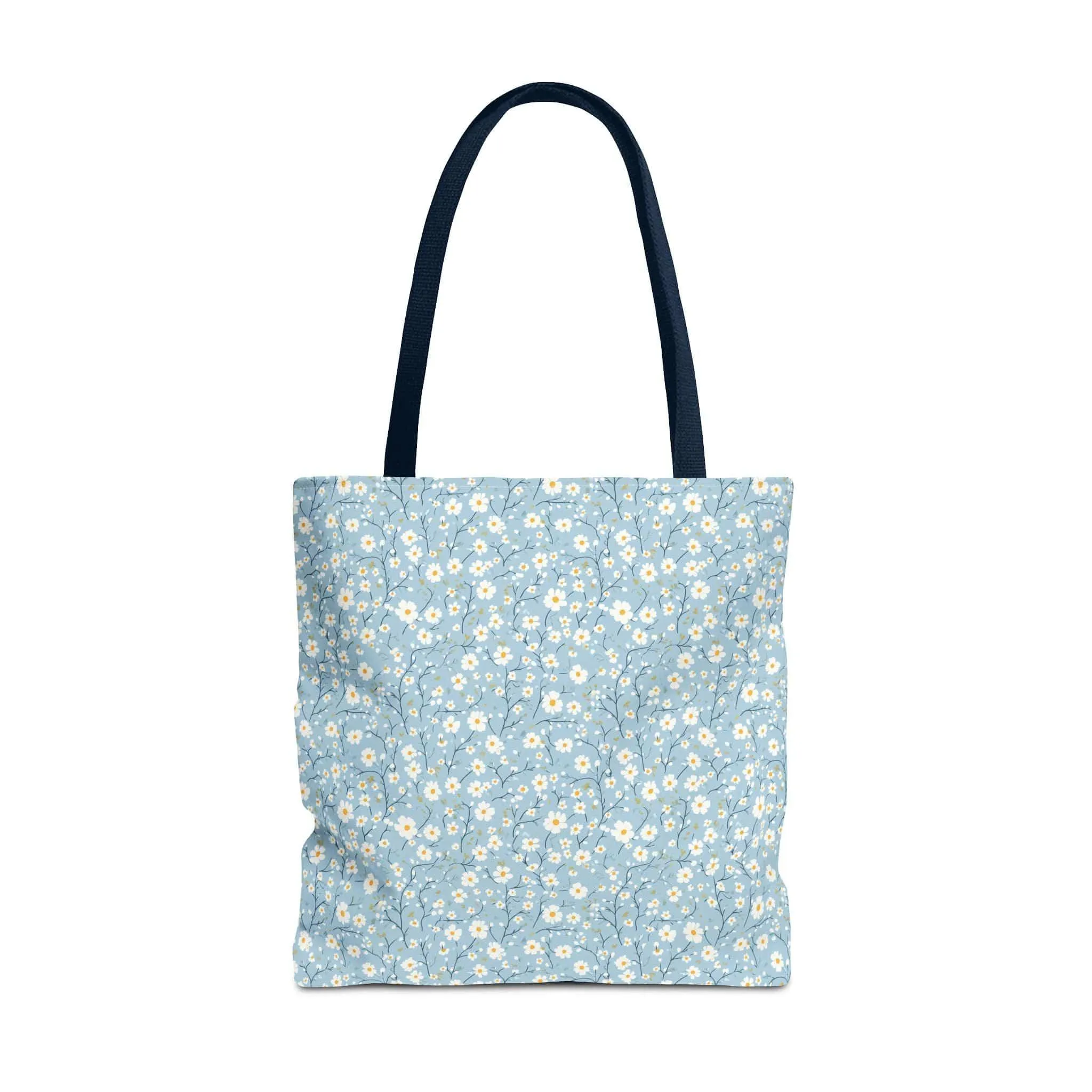 Spring Floral Tote Bag - Cute Blue Daisy Design for Everyday Use