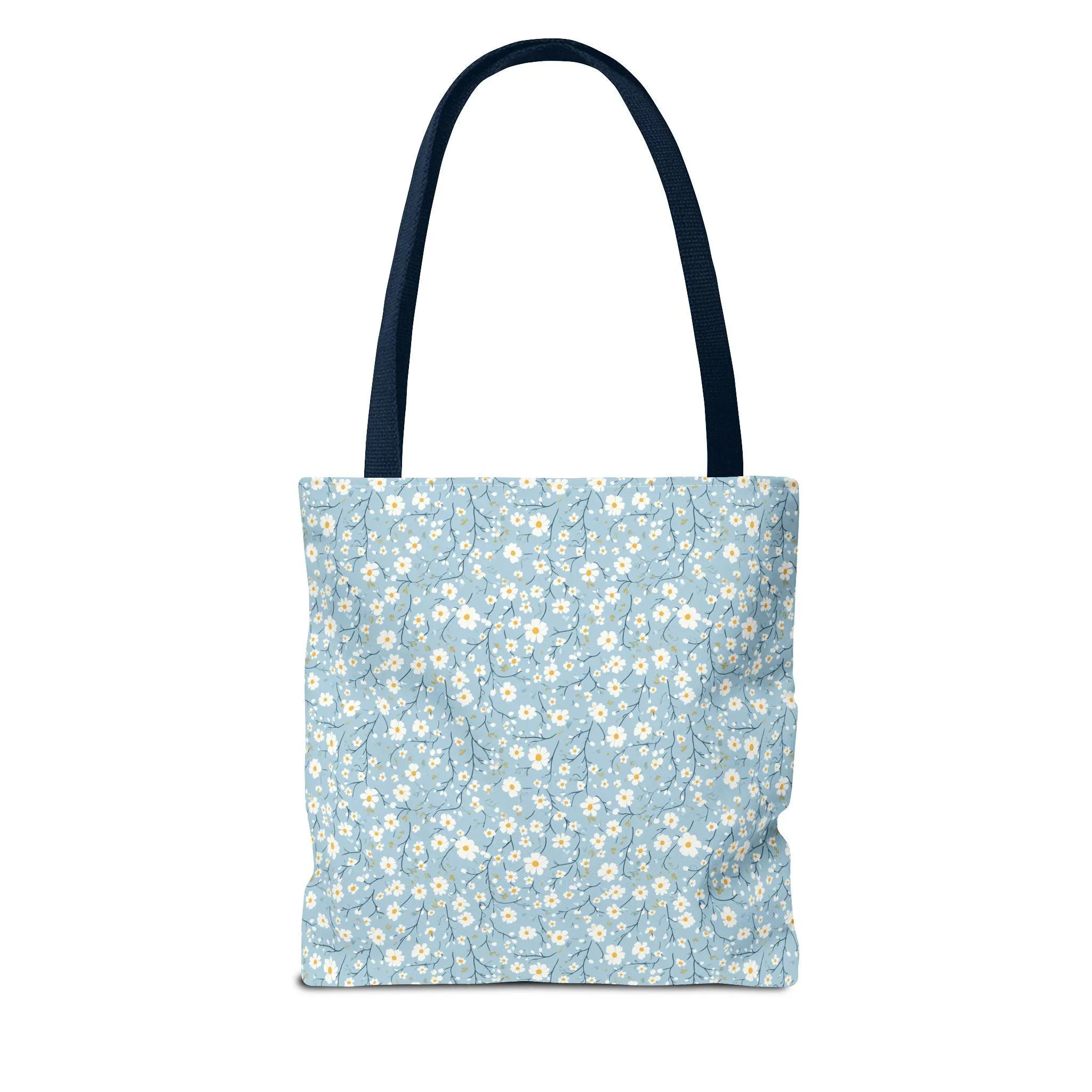 Spring Floral Tote Bag - Cute Blue Daisy Design for Everyday Use