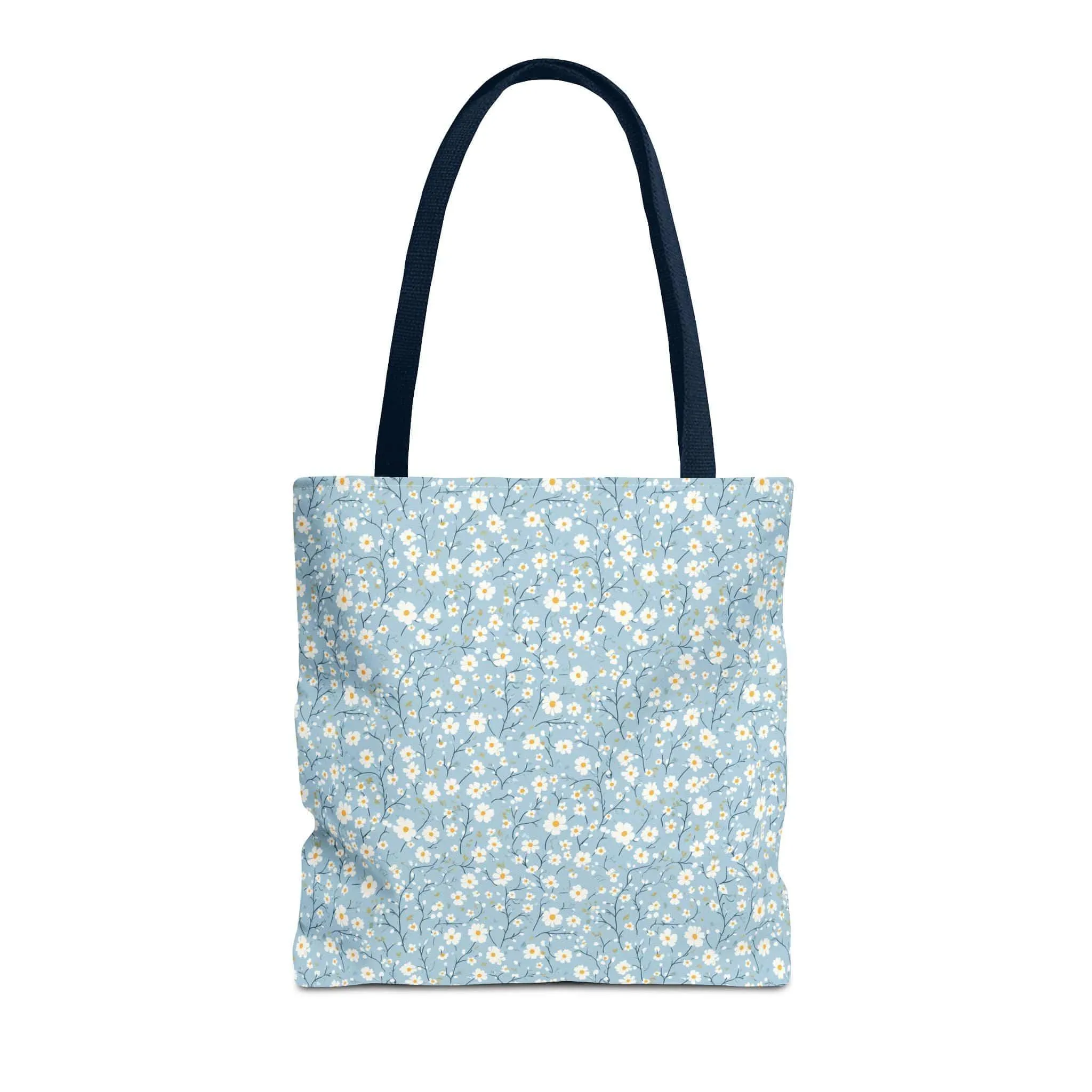 Spring Floral Tote Bag - Cute Blue Daisy Design for Everyday Use