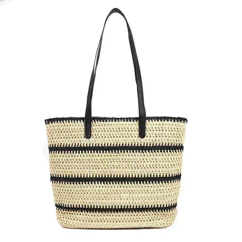 Striped Large Capacity Casual Handbag Summer Straw Bags