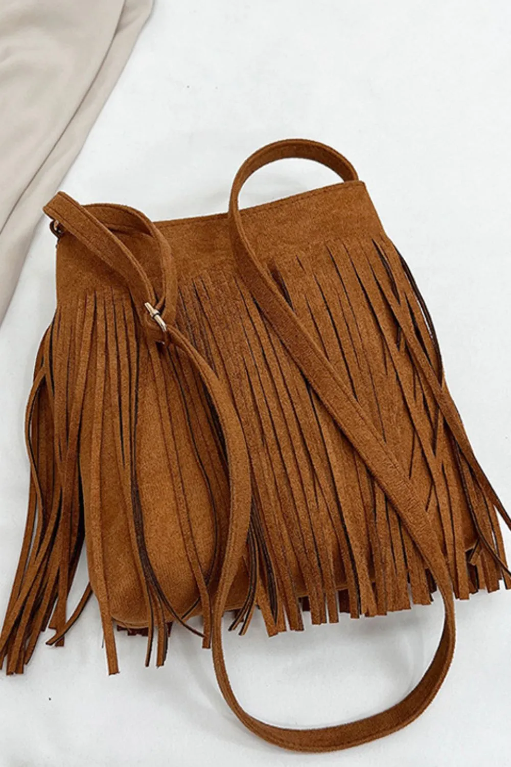 Suede Fringe Shoulder Bag