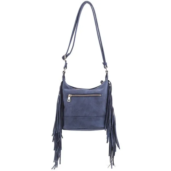 TEEK - Faux Suede Fringe Crossbody Bag