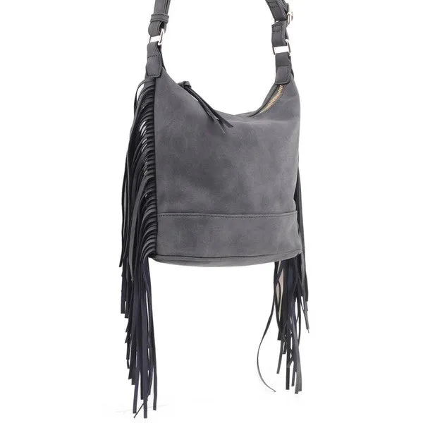 TEEK - Faux Suede Fringe Crossbody Bag