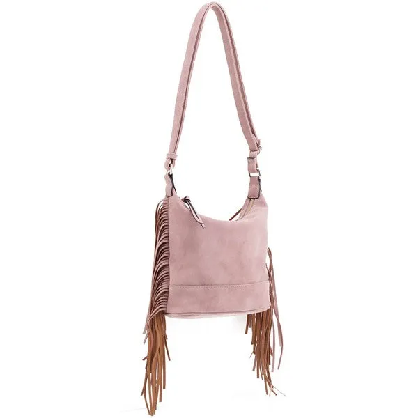 TEEK - Faux Suede Fringe Crossbody Bag