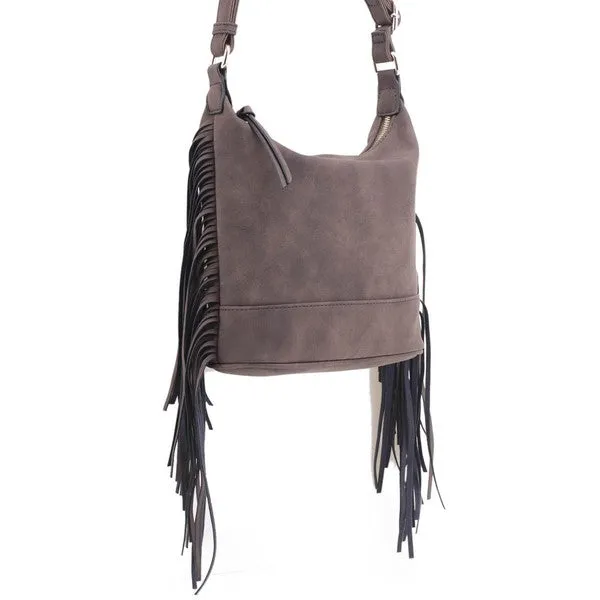 TEEK - Faux Suede Fringe Crossbody Bag