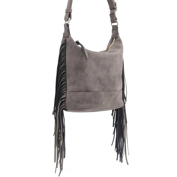 TEEK - Faux Suede Fringe Crossbody Bag