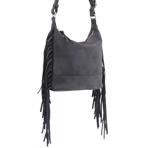 TEEK - Faux Suede Fringe Crossbody Bag