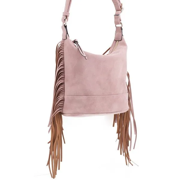 TEEK - Faux Suede Fringe Crossbody Bag