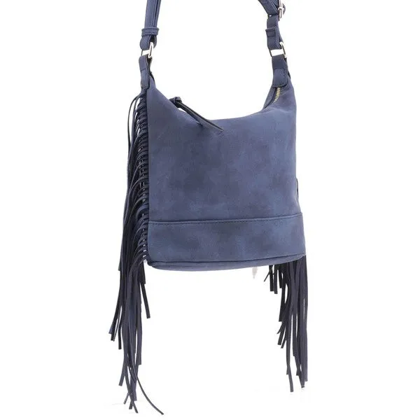 TEEK - Faux Suede Fringe Crossbody Bag