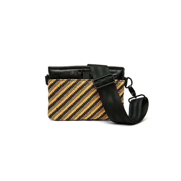 The Crossbody Bum Bag in Dune Raffia Diagonal Stripe