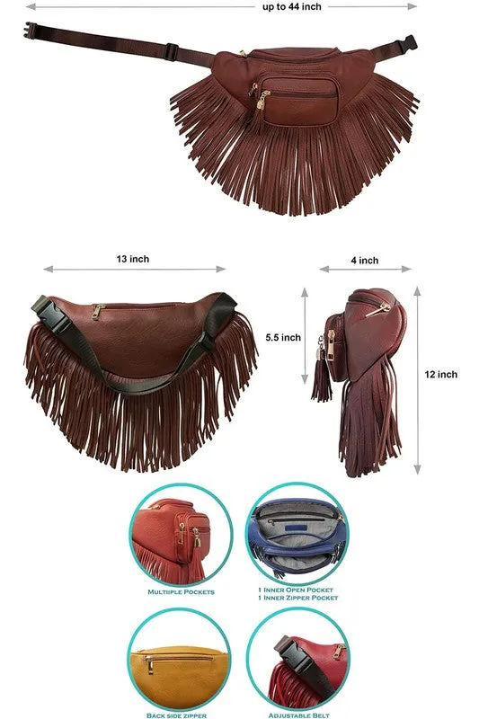 Thunder Chick Fitness Fashion Fringe Tassel Fanny Pack Waist Bag