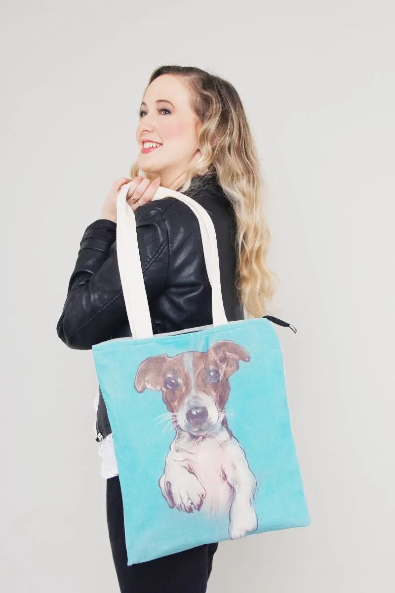 Tote Bag - Dogs Head - Blue