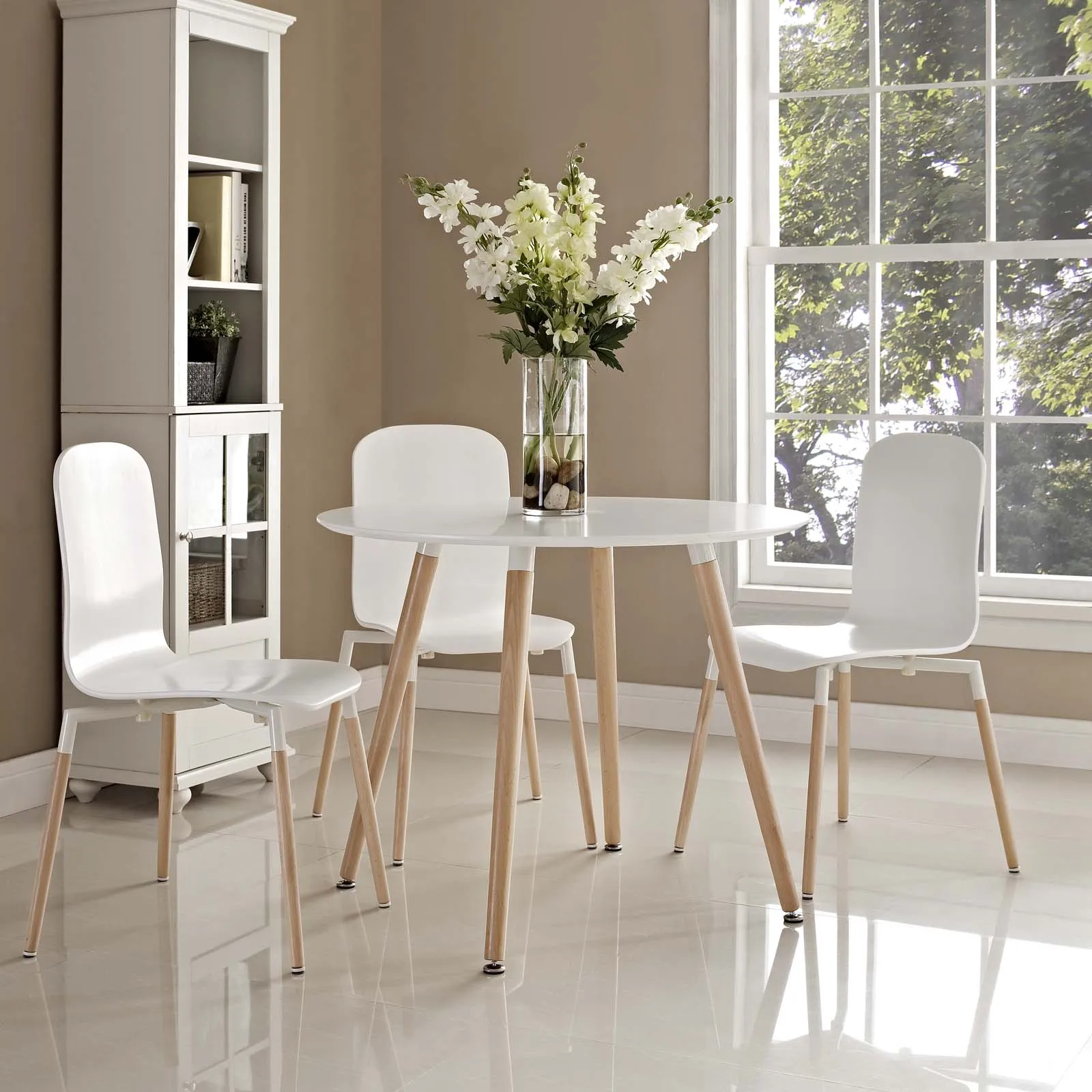 Track Round Dining Table White EEI-1055-WHI