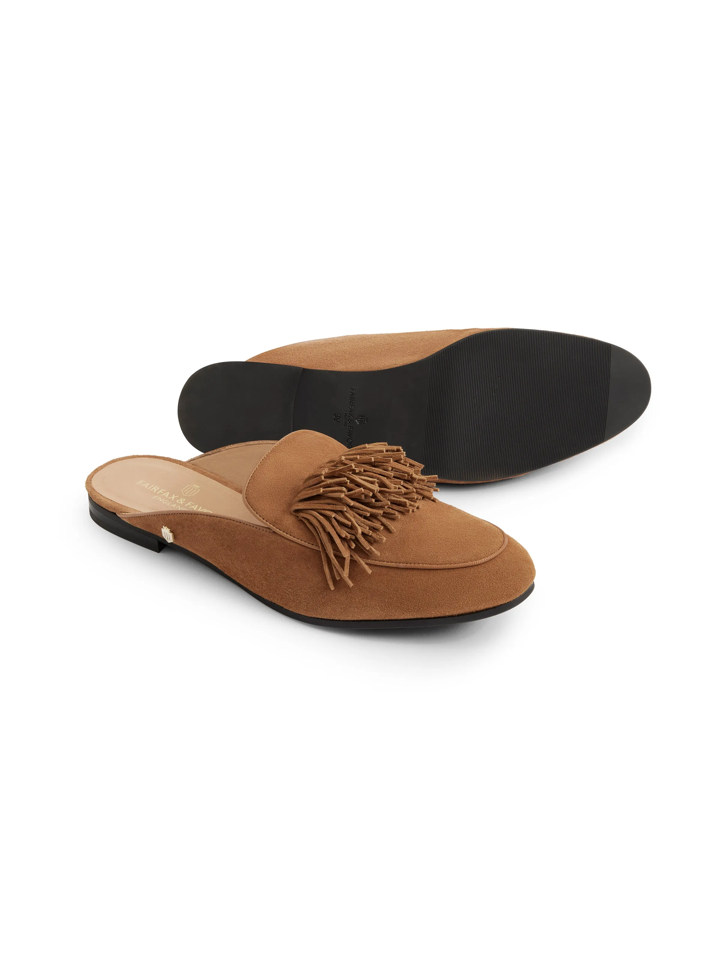 Tuddenham Fringed Mule - Tan Suede