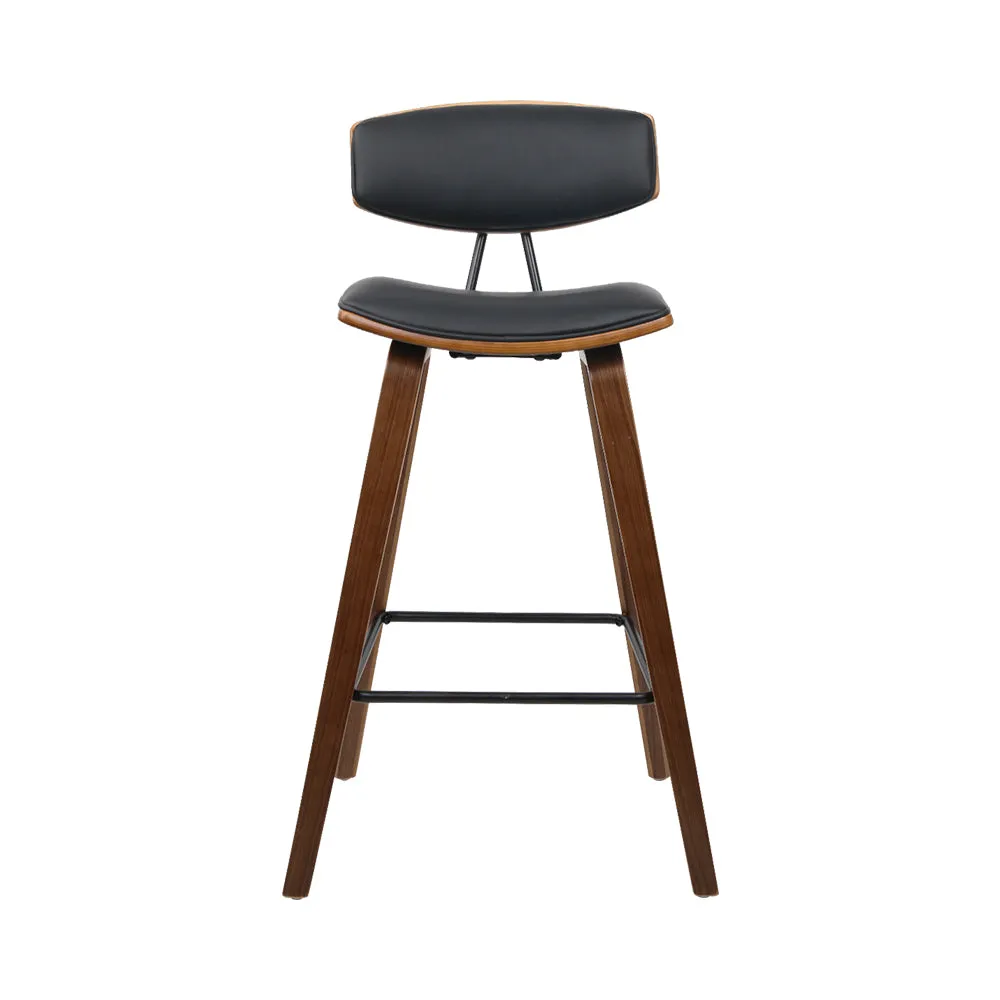 Two Bar Stools Leather Padded w/Backrest