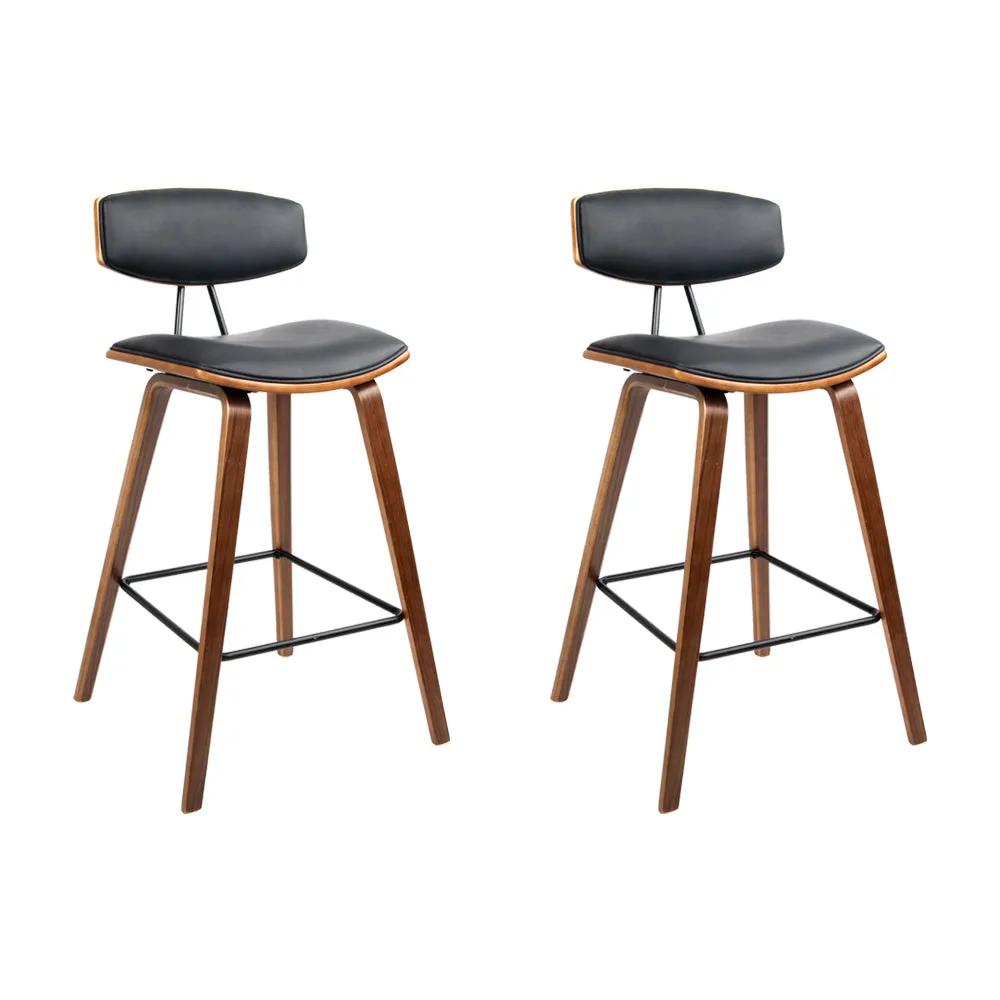 Two Bar Stools Leather Padded w/Backrest