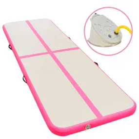 vidaXL Inflatable Gymnastics Mat with Pump 700x100x10 cm PVC Pink