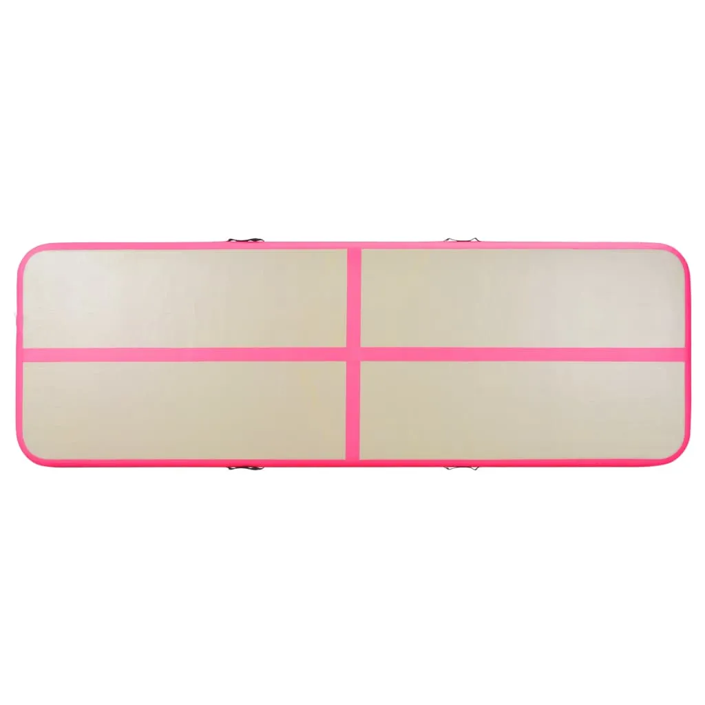 vidaXL Inflatable Gymnastics Mat with Pump 700x100x10 cm PVC Pink