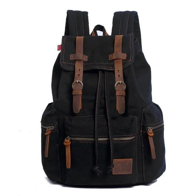 Vintage Canvas Leather Student Backpack