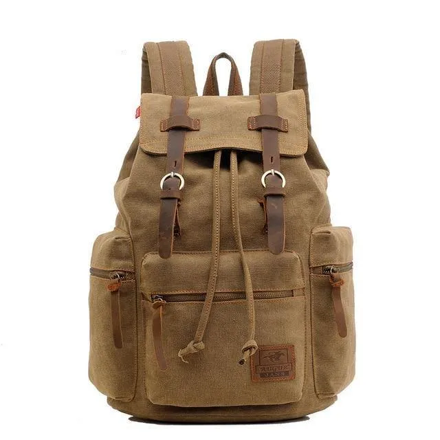 Vintage Canvas Leather Student Backpack