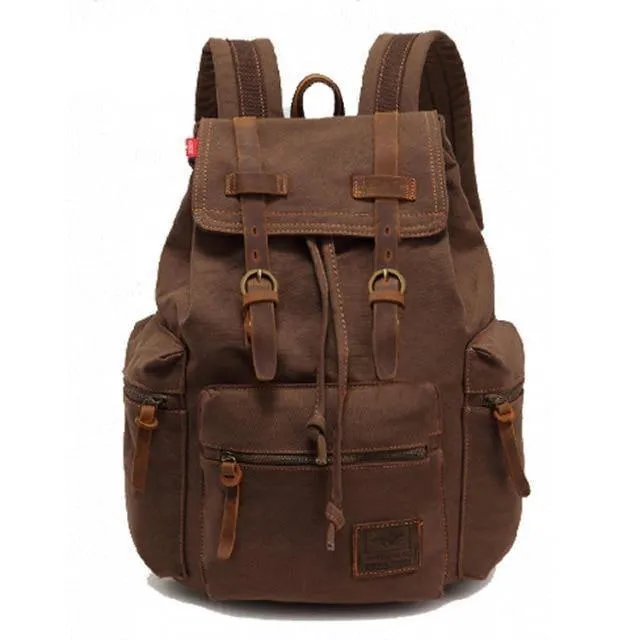 Vintage Canvas Leather Student Backpack