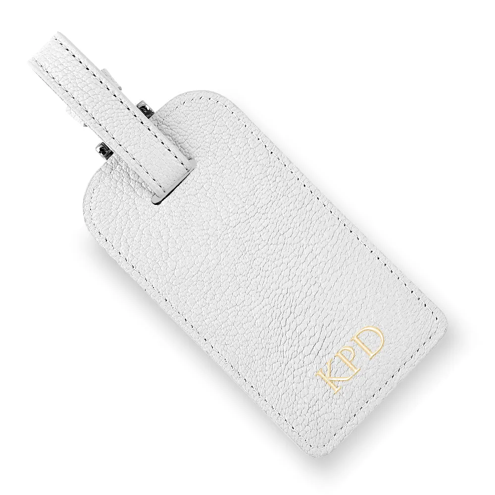 White Leather Luggage Tag