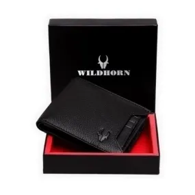 WildHorn® Oliver Black Leather Wallet for Men