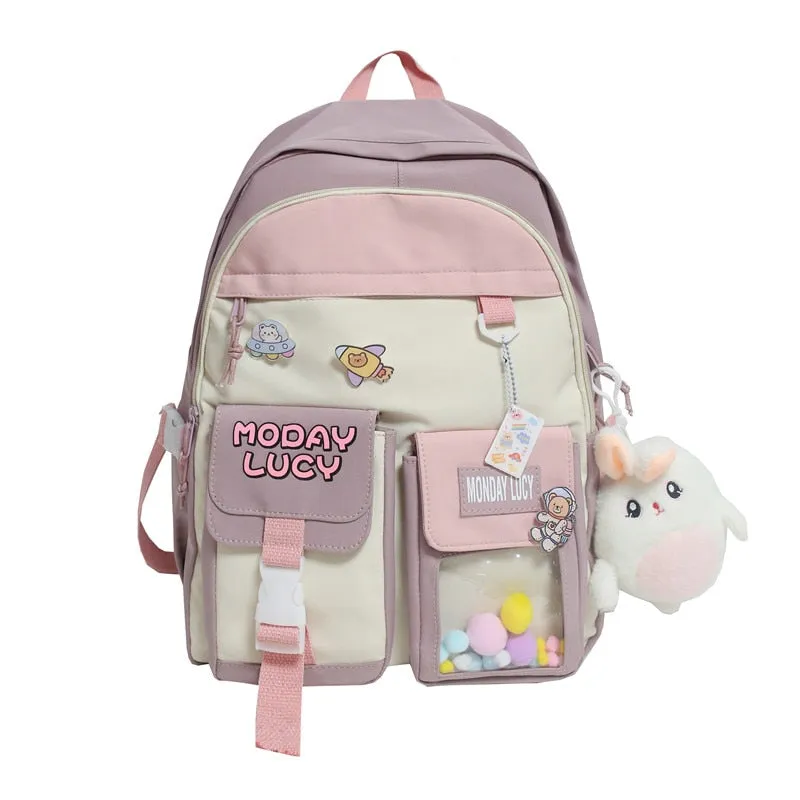 Women Cute Backpack High Capacity Female Harajuku School Bag College Lady Kawaii Cartoons Backpack Fashion Book Girl Bag Student