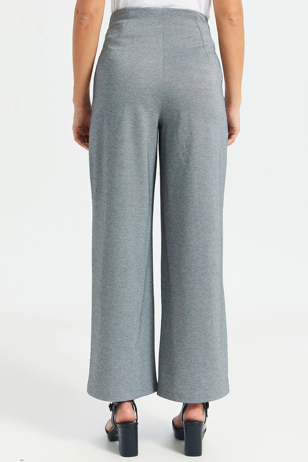 Women Grey Paper Bag Trouser