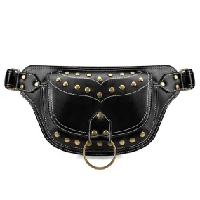 Women Rivet PU Leather Fashion Belt Bag Pouch