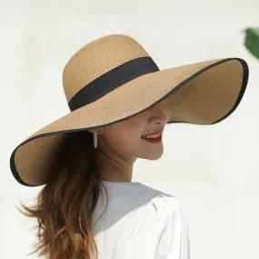 Women Sun Protection Straw Hat Beach Wide Brim Big Floppy Sun Hat