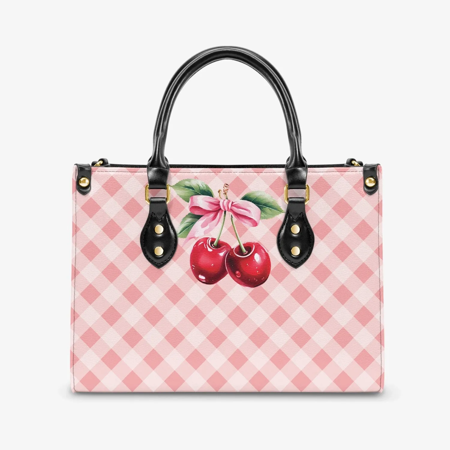 Women's Tote Bag - Rockabilly - Cherries Apricot Plaid